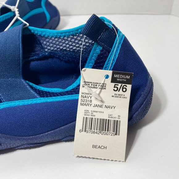 Water Beach Shoes Size 5/6 Navy Blue Slip on Shoes Athletech - Picture 8 of 14